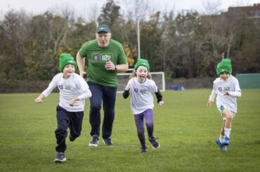 Rugby Legend Bernard Jackman with Summer Malee from Claremorris, Co. Mayo ,Tom Niland from Dun Laoghaire and Conall O'Rourke from Killiney, Co. Dublin promoting GOAL Mile 2024.jpg